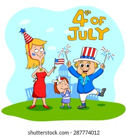 People celebrating 4th of July Independence Day of America in vector