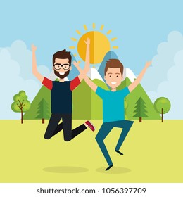 people celebrating in the field