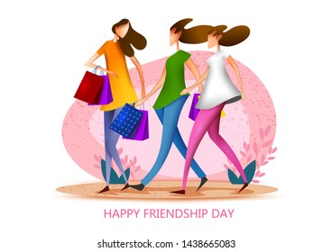 People celebrating Happy Friendship Day bonding of togetherness between friends .Vector illustration