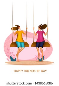 People celebrating Happy Friendship Day bonding of togetherness between friends .Vector illustration