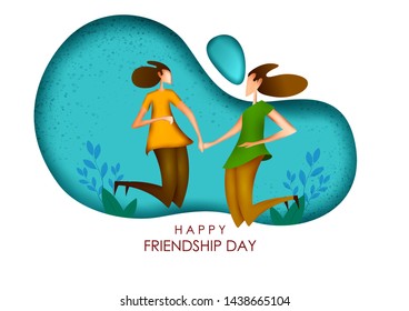 People celebrating Happy Friendship Day bonding of togetherness between friends .Vector illustration