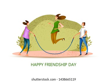People celebrating Happy Friendship Day bonding of togetherness between friends .Vector illustration
