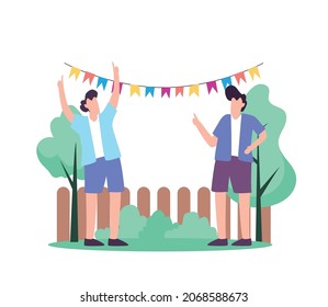 People celebrating new year bash vector illustration. Cool vector flat character design on New Year or Birthday party  characters having fun and having a toast.
