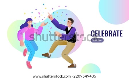 people celebrating victory. Happy business people. Get reward and celebrate. employee team winners award ceremony. Employee recognition and best worker competition. Vector illustration.