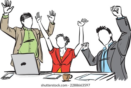 people celebrating working together work meeting  vector illustration
