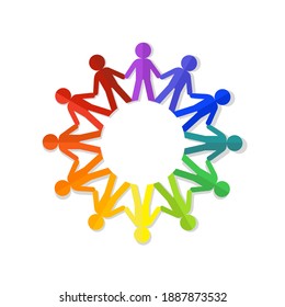 People chain circle isolate on white background.