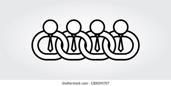 People chain icon. Teamwork concept. Team union, support and equality symbol. Vector illustration.