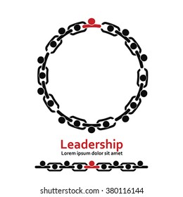 People in chain. Leadership, vector