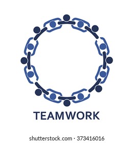 People in chain. Teamwork, vector