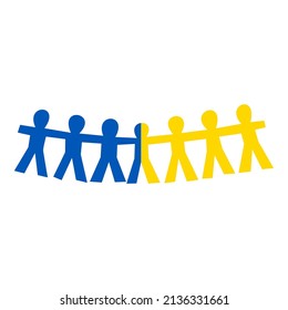 People Chain in Ukraine Flag Color