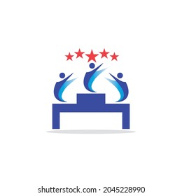 people champion star logo abstract icon flat concept vector graphic design