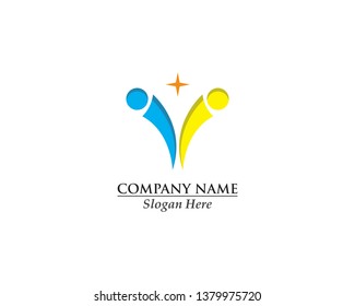 People character abstract logo concept