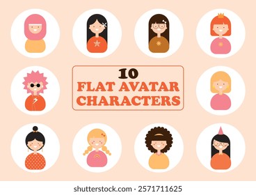 People Character avatar set. Diversity group of young men and women. illustration in flat style.
