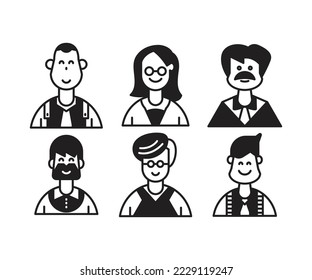 ilustración vectorial de avatares de caracteres de personas