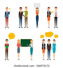 People character of business man and business woman. Flat design vector.