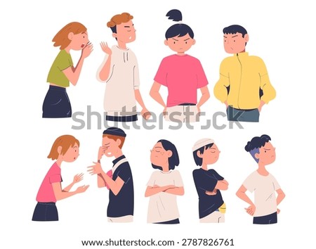 People Character Can t Agree Arguing and Show Disagreement Vector Set