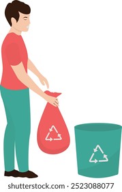 People Character Cleaning Dust and Trash. Flat Cartoon Vector Illustration.