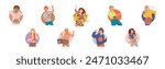 People Character Dance to Music Enjoy Audio Track Vector Set