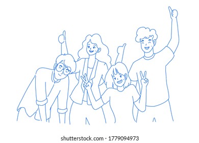 People character design of vector. Teamwork people. Doodle illustration style.