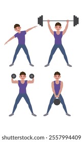 People character doing sport collection