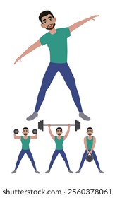 People character doing sport collection