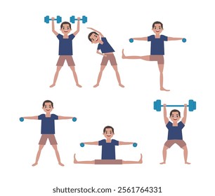 People character doing sport collection