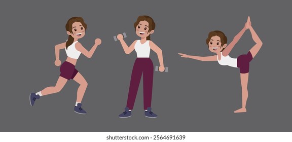 People character doing sport collection
