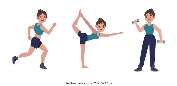 People character doing sport collection