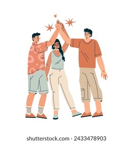 People Character Giving High Five Hand Gesture with Joy Vector Illustration
