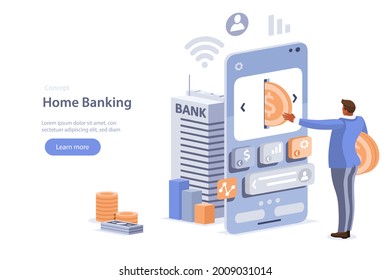 People character invest and collect cash for savings. Financial managing, money savings and reserve fund concept. Flat cartoon vector illustration.