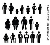 People Character Man Woman Children Age Size Stick Figure Pictogram Icons