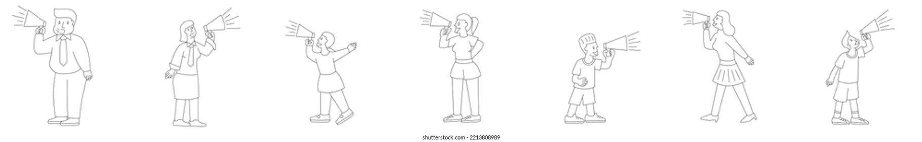 People character with megaphone. Character design.