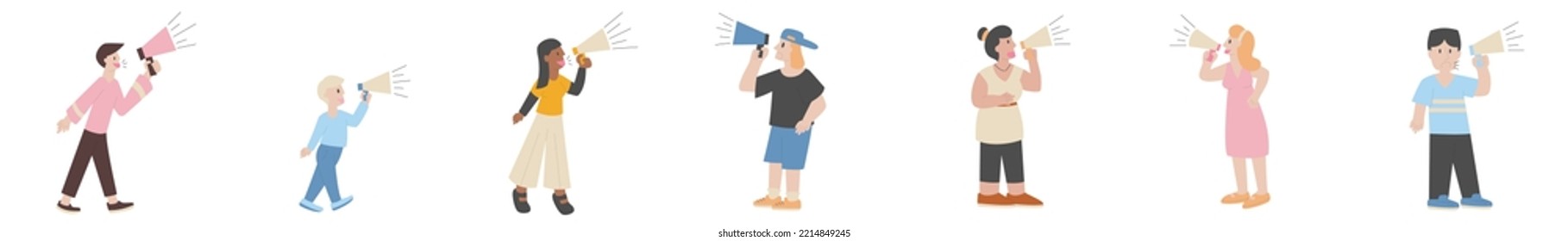 People character with megaphone. Character design.