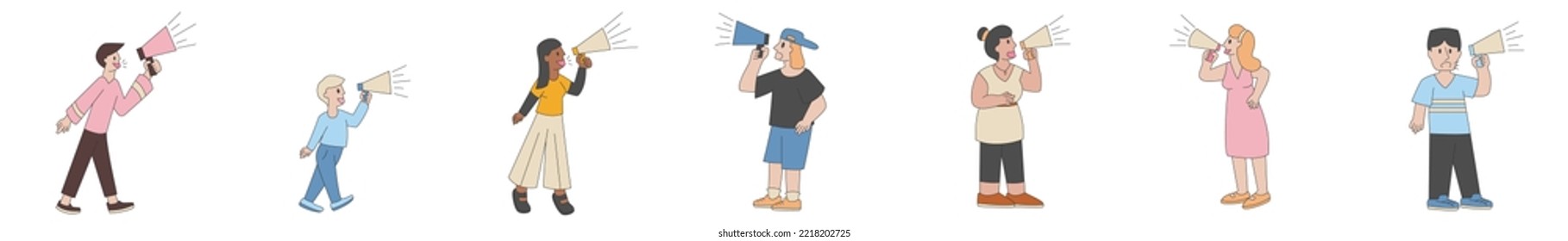 People character with megaphone. Character design.