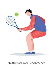 people character playing tennis vector illustration