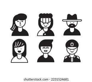people character and profession icons set