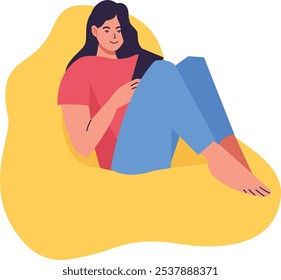 People Character Reading Book in Cafe. Flat Vector Illustration