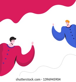 People Character two man. Flat cartoon Vector Illustration