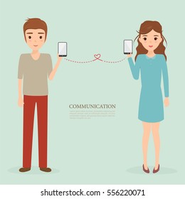 people character using a mobile phone. communication technology.