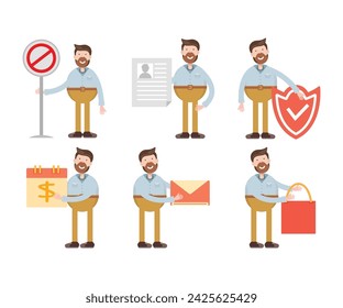 personaje de la gente en varias poses ilustración vectorial