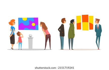 Imagen de la forma de visualización de personajes Exhibición de arte abstracto moderno y obras de arte creativas en pared en colección de vectores de la Galería de Arte