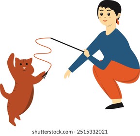Personagem de pessoas andando com animais de estimação. Ilustração de vetor em estilo plano.
