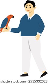People Character Walking with Pets. Vector Illustration in Flat Style.