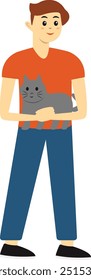 People Character Walking with Pets. Vector Illustration in Flat Style.
