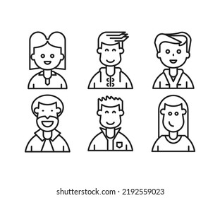 people characters and avatars icons line illustration