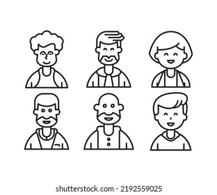 people characters and avatars icons line illustration