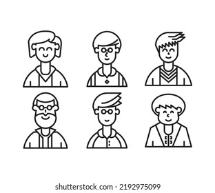 people characters and avatars icons line illustration
