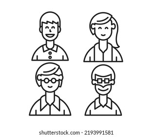 people characters and avatars icons line illustration