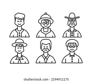 people characters and avatars icons line illustration