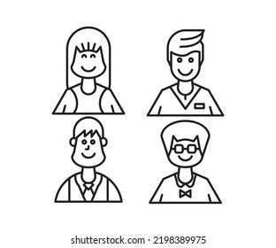 people characters and avatars icons line illustration